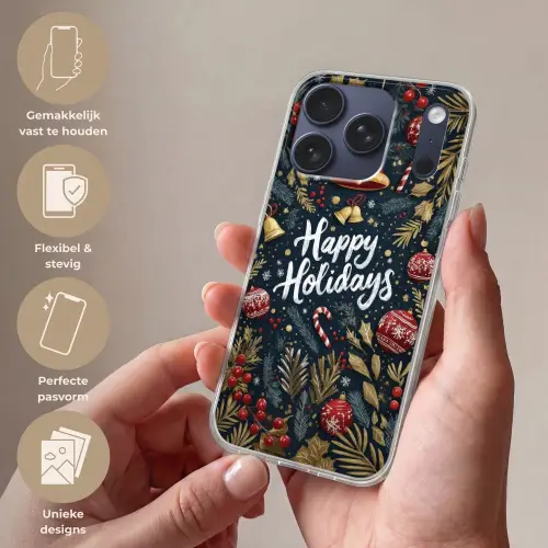 Feestelijk - Kerstgroet - Kleurrijk Telefoonhoesje iPhone 17 Pro klein -sfeer3_NL