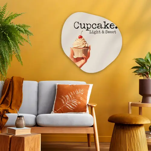 Cupcake - Zoet - Kers Wandcirkel Organisch Plexiglas middel -sfeer4
