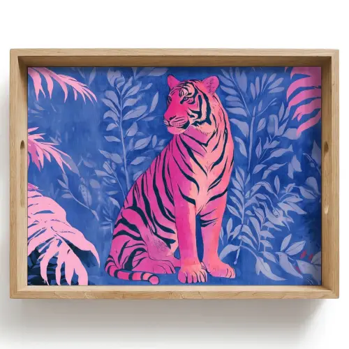 Tijger - Roze - Bladeren - Jungle Dienblad Rechthoek middel -z3d_shopping