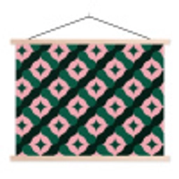 Groen - Roze - Retro - Sterren textielposter latten blank klein 122 -3d
