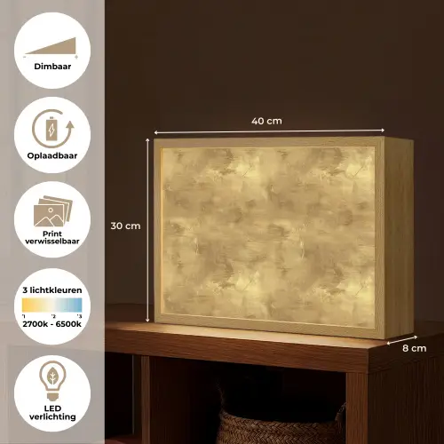 Industrieel - Textuur - Goud Light Box met batterij (Wandlamp) middel 907 -USP_websiteoverzichtNL