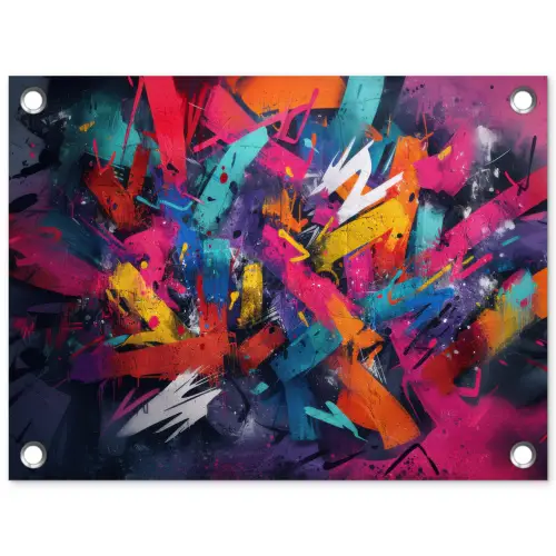 Abstract - Explosie - Neonkleuren tuinposter los doek klein -3d