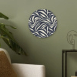 Bladvormen - Blauw - Patroon - Wit Akoestische PET Vilt - Rond klein 838 -sfeer2
