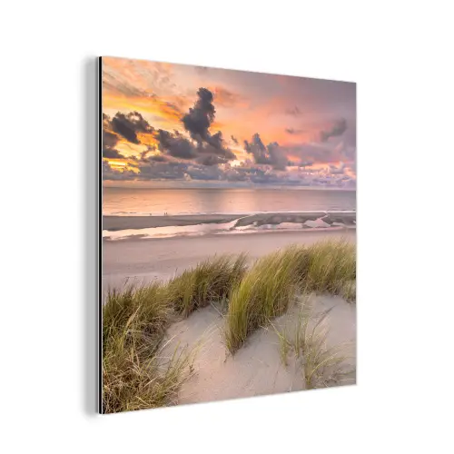 Zonsondergang - Duin - Strand - Planten - Zee aluminium wit klein -3d