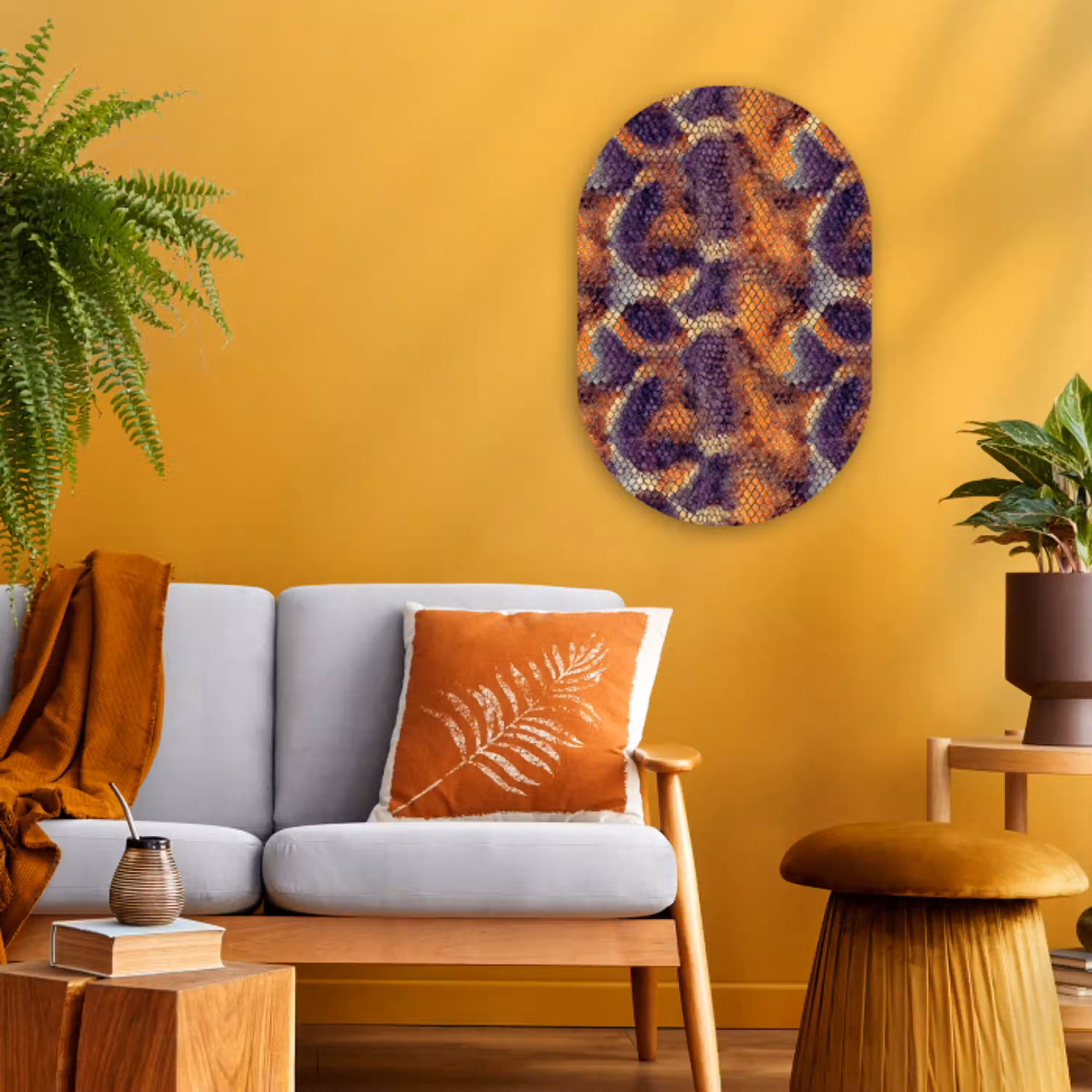 Slang - Kleurrijk - Schubben Wandcirkel Ovaal Forex klein 630 -sfeer4