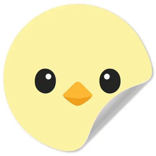 Kuiken - Vrolijk - Geel - Minimalistisch Wandcirkel behangsticker klein -3d