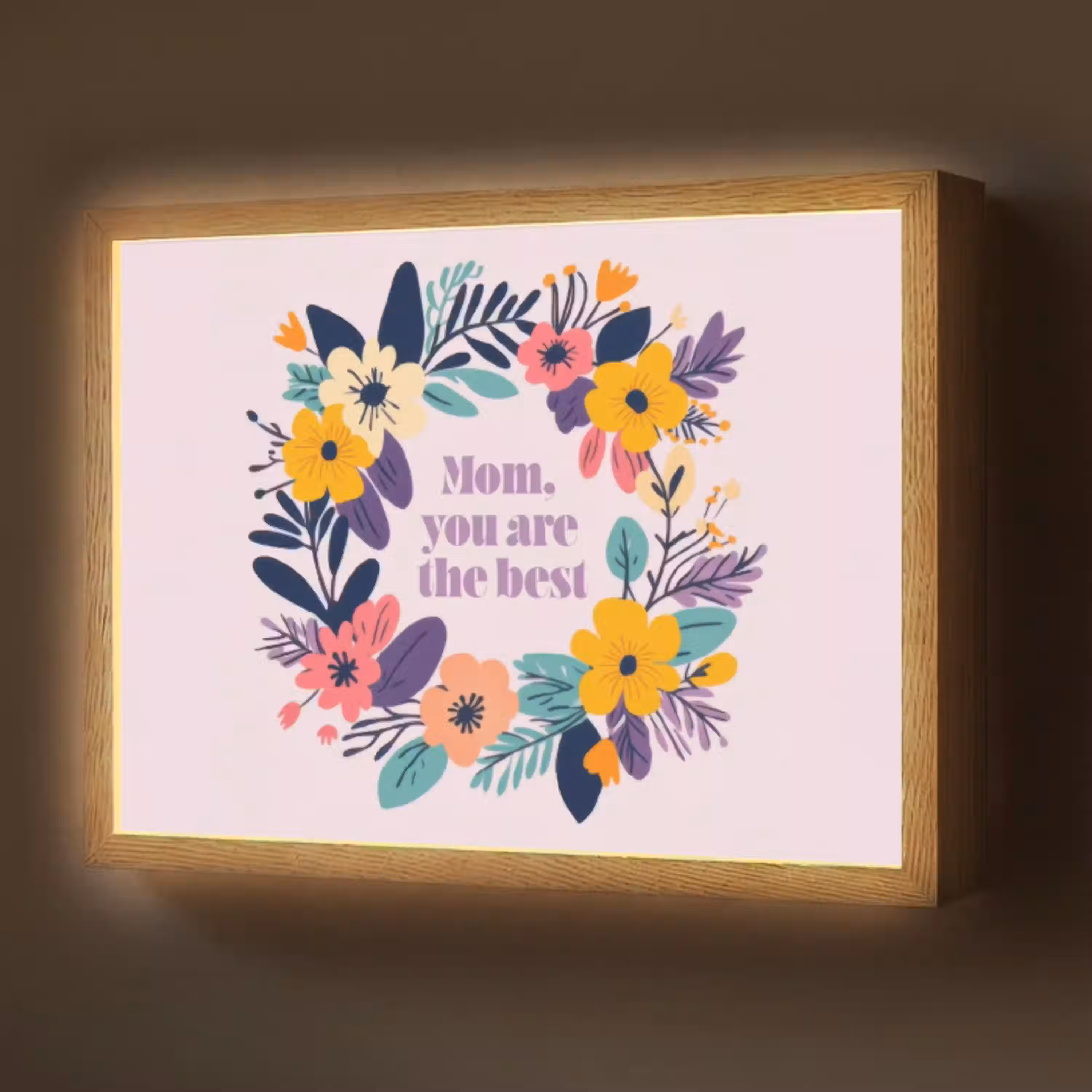 Bloemenkrans - Kleurrijk - Moeder Light Box met batterij (Wandlamp) middel -z3d_website