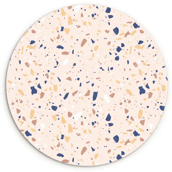 Terrazzo -  Patroon - Kleurrijk - Indigo Wandcirkel kunststof plaat 5mm dik klein 188 -3d