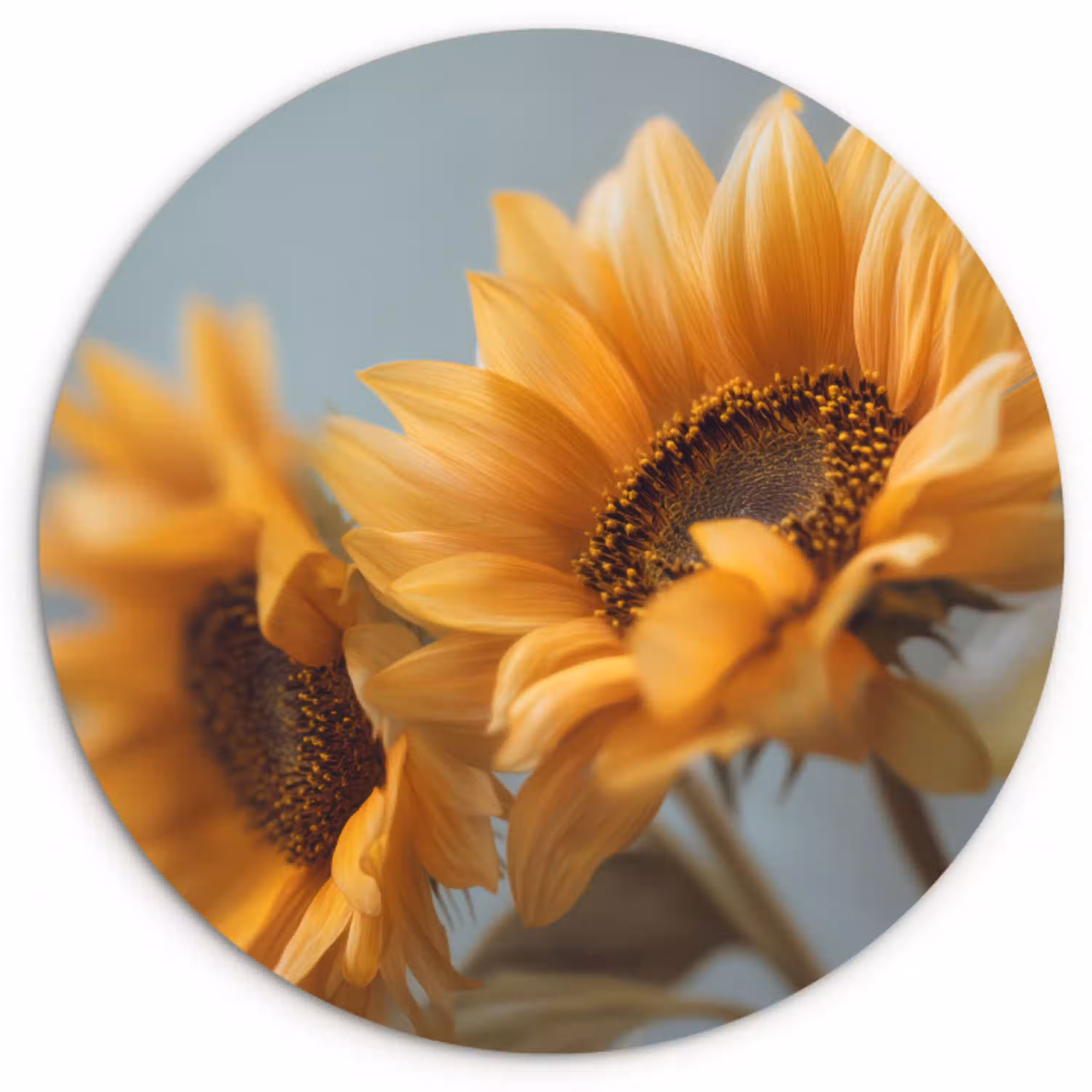 Zonnebloemen - Geel - Wazig Wandcirkel kunststof plaat 5mm dik klein -3d