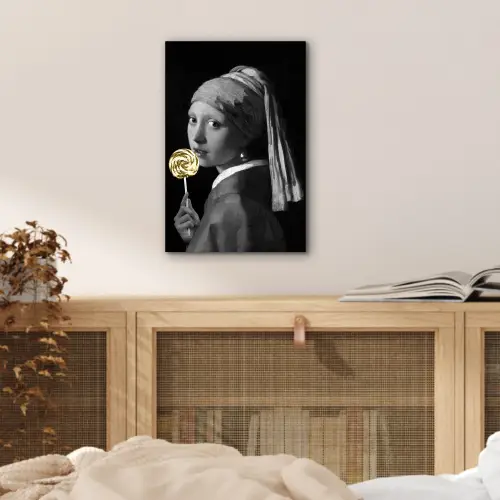 Meisje met de parel - Johannes Vermeer - Lolly - Goud aluminium wit klein -sfeer3