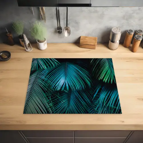 Inductie beschermer - Inductie afdekplaat - Tropical - Jungle - Bladeren - Groen Inductie beschermer vinyl 3mm groot -sfeer5