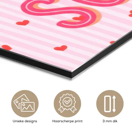 Amore vita sole - Roze - Hartjes aluminium wit klein -closeup_NL