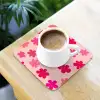 Bloemen - Patroon - Roze onderzetter kurk middel -sfeer5