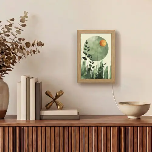 Abstract - Natuur - Kunst - Zon - Modern Light Box met kabel (Tafellamp) klein -sfeer2
