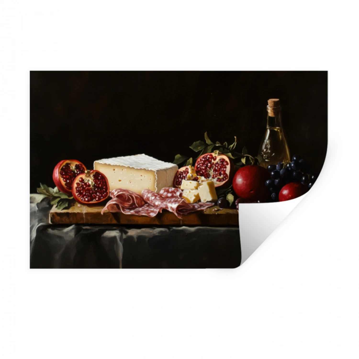 Stilleven - Vintage - Borrelplank Muursticker klein -3d