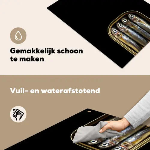Sardines - Blik - Zwart - Vissen Inductie beschemer met haakjes klein -ky-schoon-nl