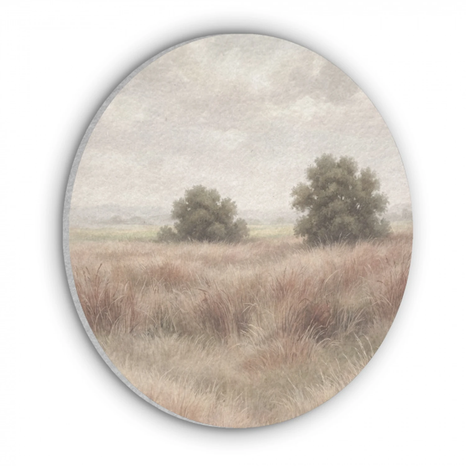 Landschap - Minimalistisch - Beige Akoestische PET Vilt - Rond klein -3d