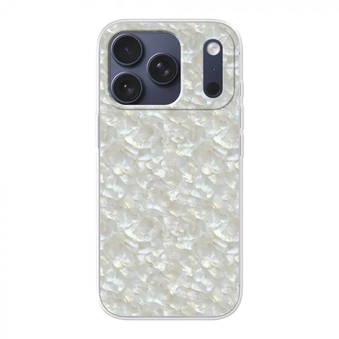 Parelmoerglans - Wit - Schelp Telefoonhoesje iPhone 17 Pro klein 878 -3d