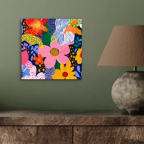 Kleurrijk - Bloemen - Abstract - Stippen aluminium wit klein -sfeer2
