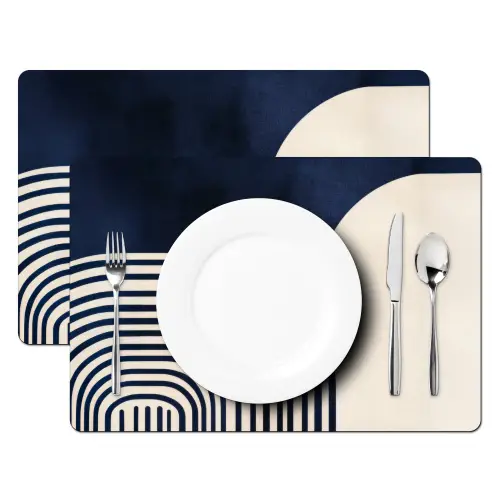 Donkerblauw - Abstract - Lijnen Placemat vinyl groot -zzsfeer2_Kitchenyeah-website