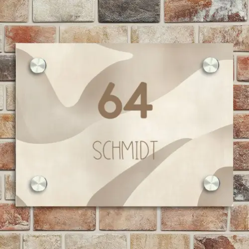 Beige organisch - Modern Naambord Rechthoek middel -sfeer3