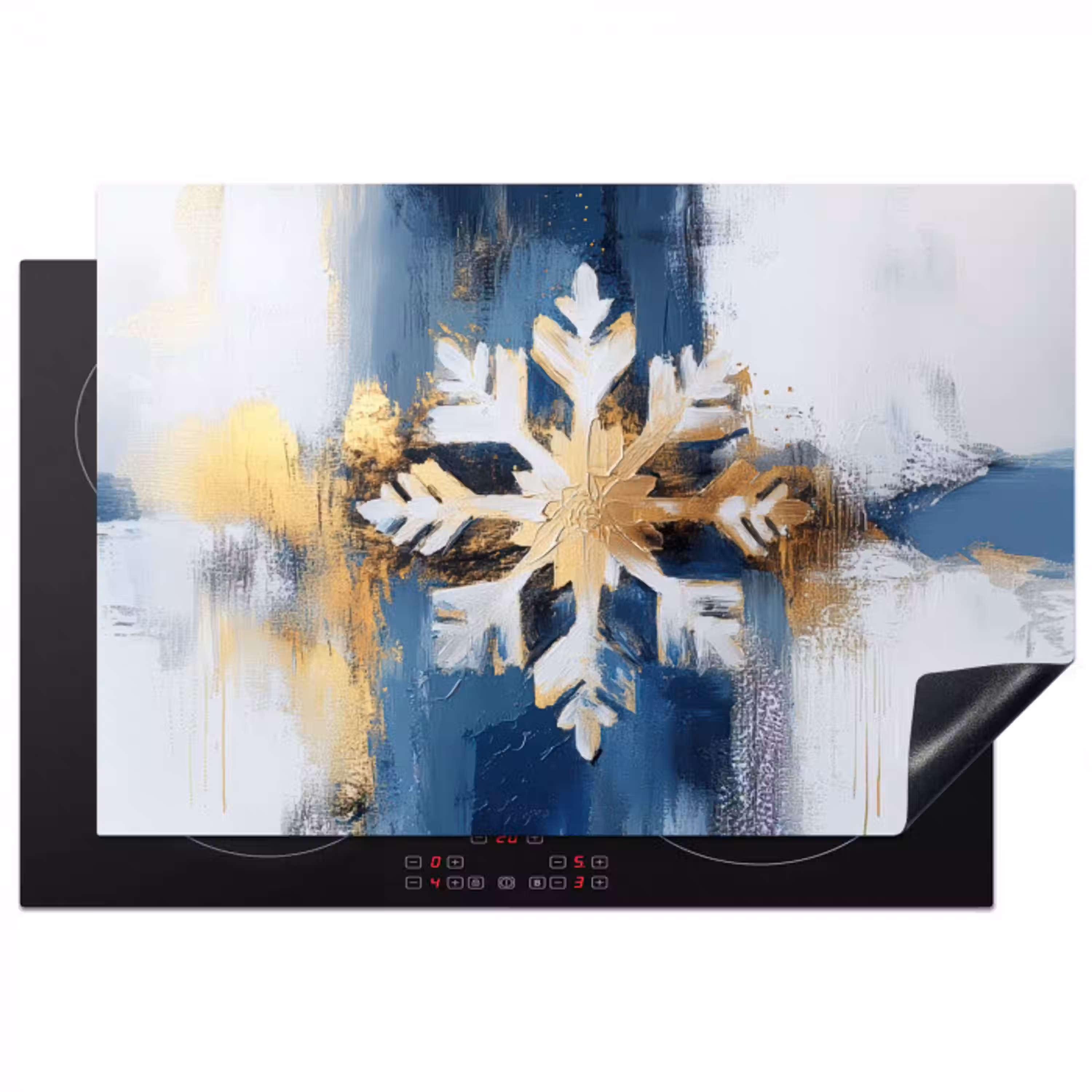 Abstract - Winter - Sneeuwvlok - Sneeuw - Goud Inductie beschermer vinyl 3mm klein -3d
