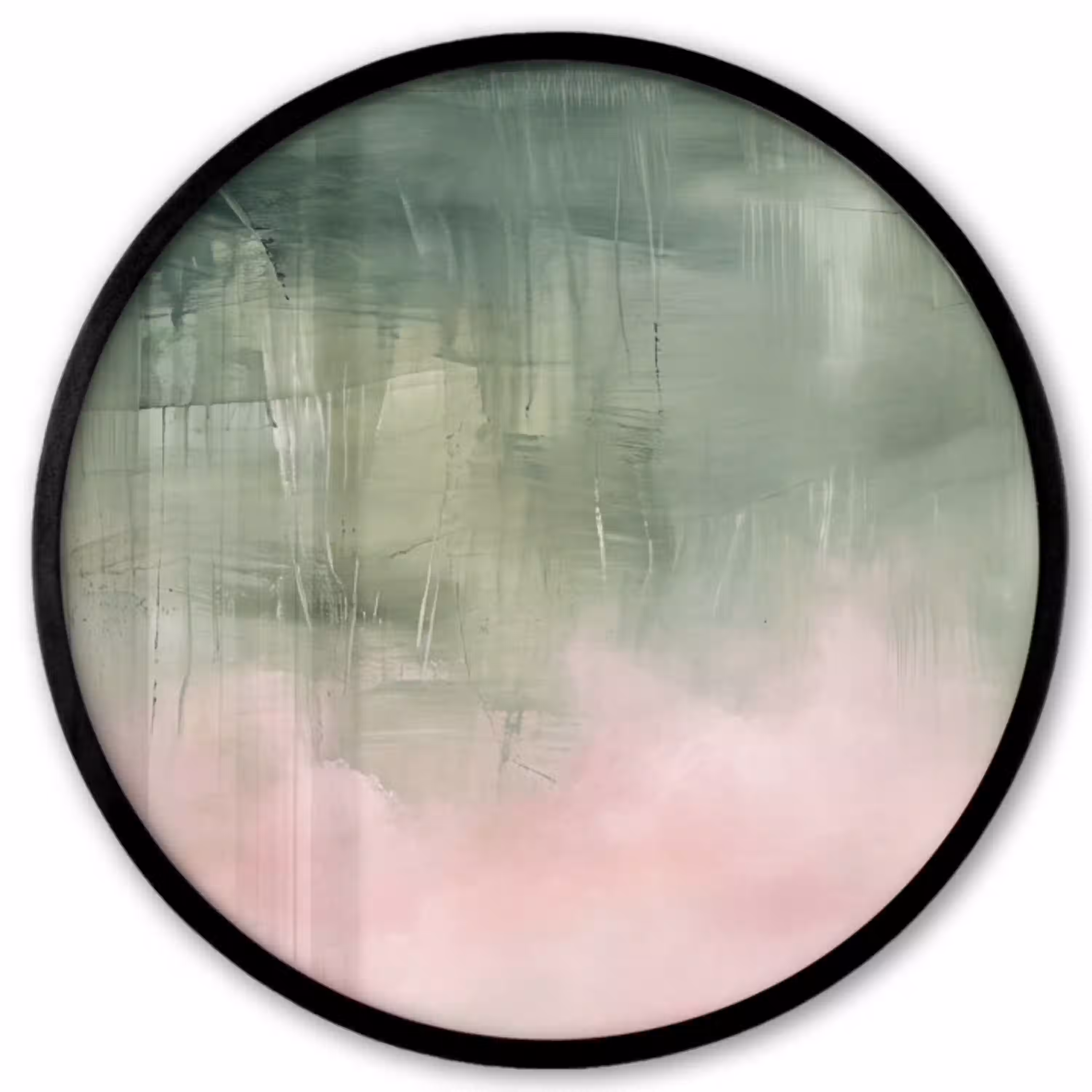 Kunst - Abstract - Modern - Groen - Roze Fotolijst rond zonder passe partout klein -3d