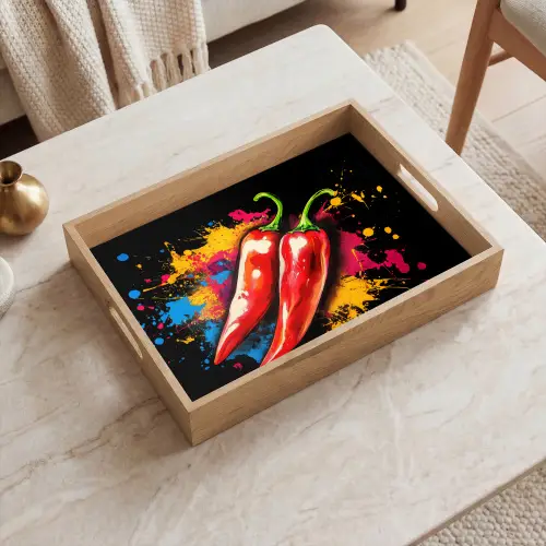 Peper - Graffiti - Verf - Abstract - Modern - Kleurrijk Dienblad Rechthoek middel -sfeer1