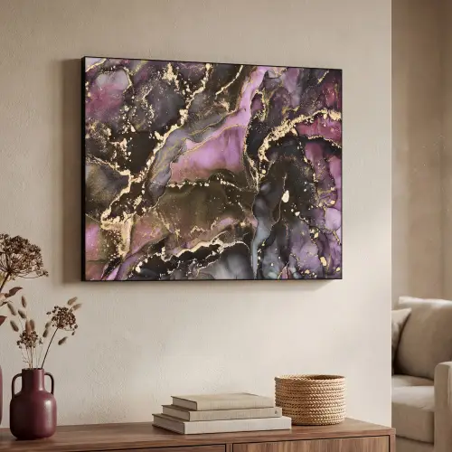 Marmer - Gold - Steen - Abstract Textielframe zwart klein -sfeer3