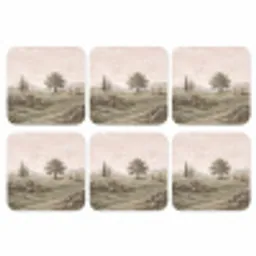 Heuvellandschap - Bomen - Natuur - Groen onderzetter kurk middel -3d
