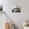 Schotse hooglander - Koe - Dieren - Zwart - Wit tuinposter los doek klein -sfeer8