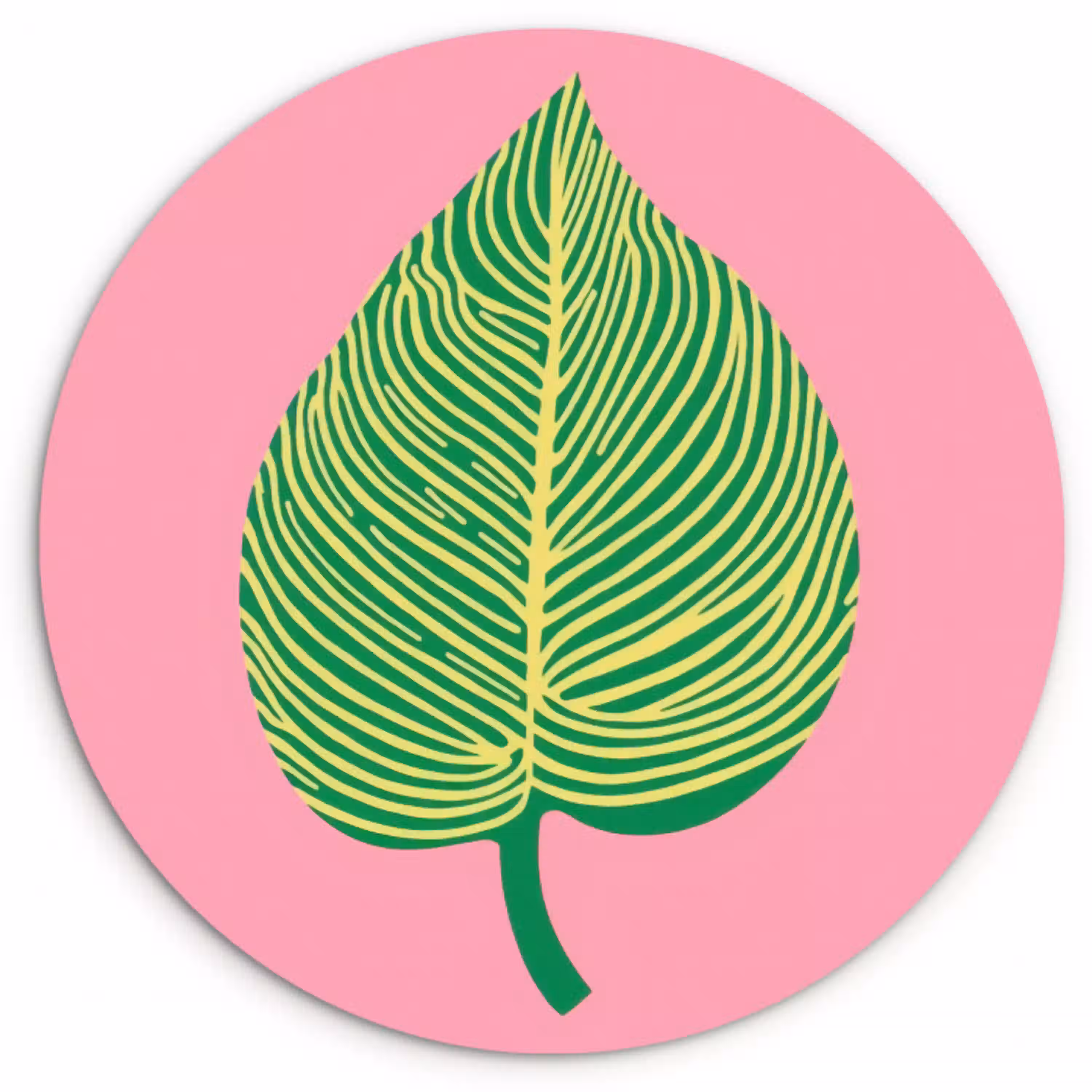 Illustratie - Blad - Minimalistisch - Groen Wandcirkel plexiglas klein -3d