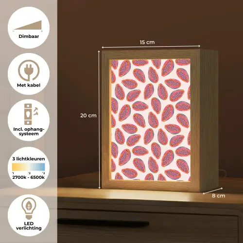 Papaja - Patroon - Roze Light Box met kabel (Tafellamp) klein 925 -USP_NL