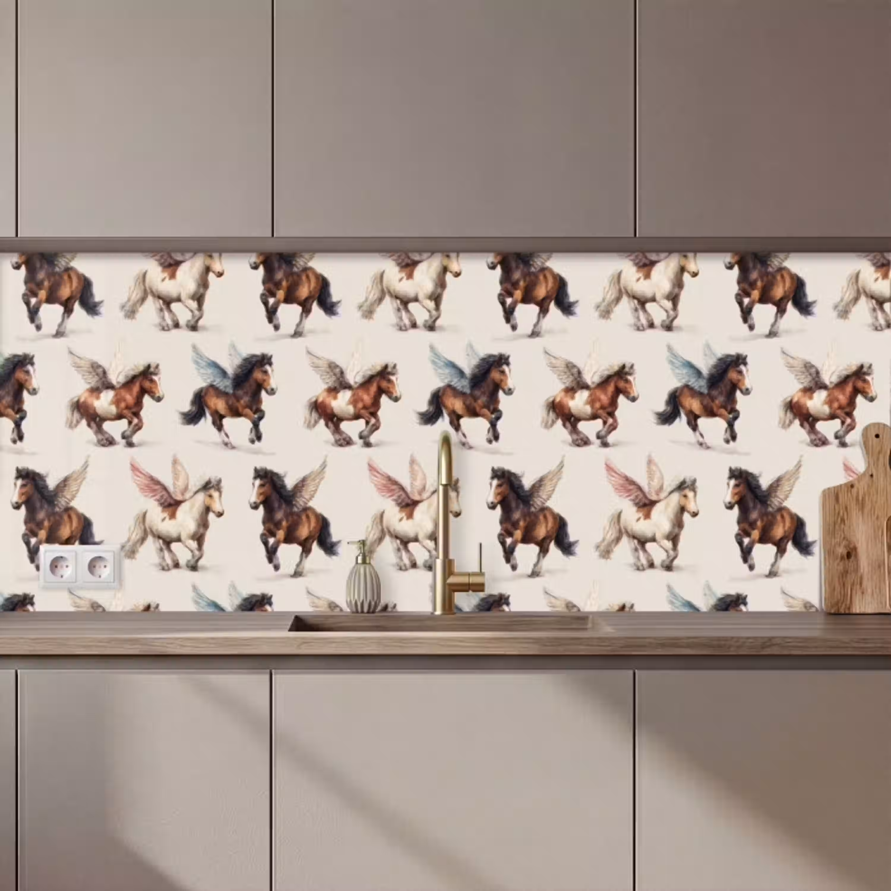 Paarden - Vleugels - Kleurrijk keuken achterwand 2 middel 871 zz_3dshopping
