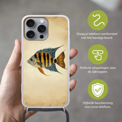 Vis - Tropisch - Strepen - Vinnen Hoesje iPhone 16 Pro Max met koord klein -sfeer2_NL