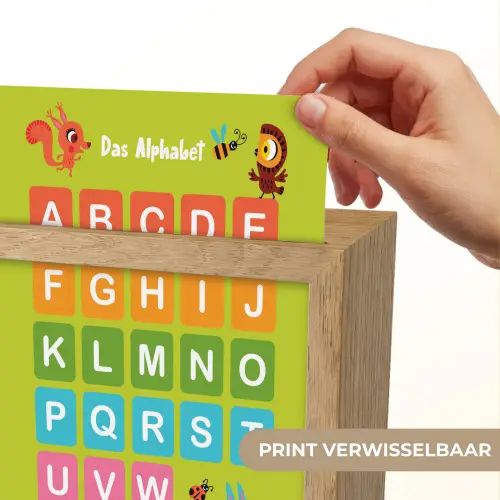 Educatief - Alfabet leren - Groen - Bosdieren - Letters Light Box met kabel (Wandlamp kind) klein -USP_websiteprintNL