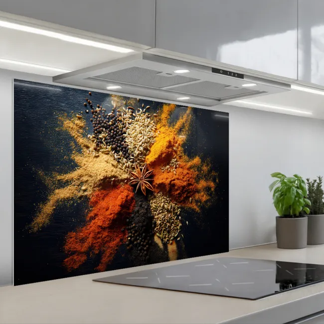 Kitchen Splashback - Spices - Explosion - Orange