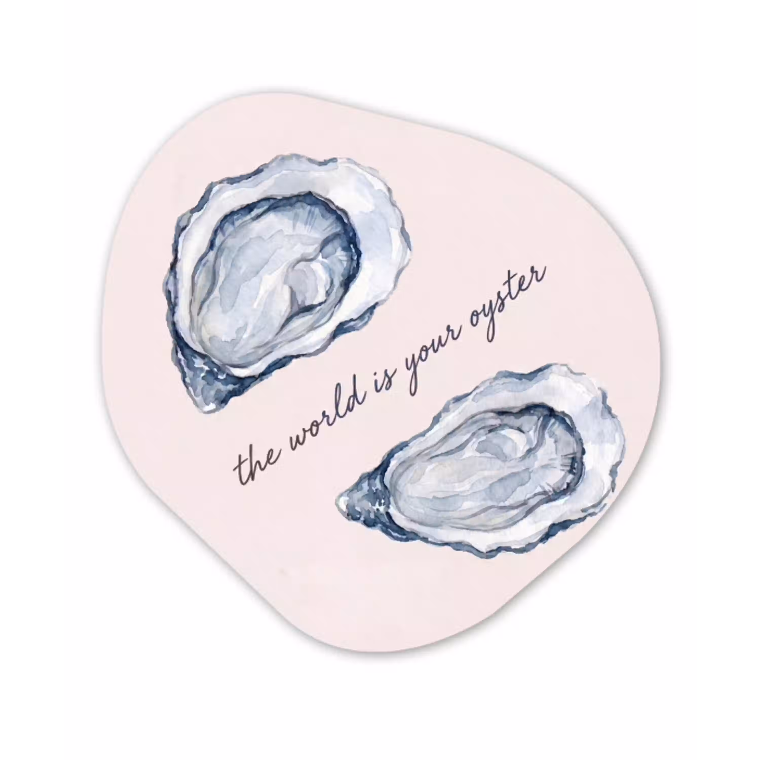 Zeeleven - Oester - Aquarel - Minimalistisch - Blauw Wandcirkel Organisch Forex 3mm klein -3d