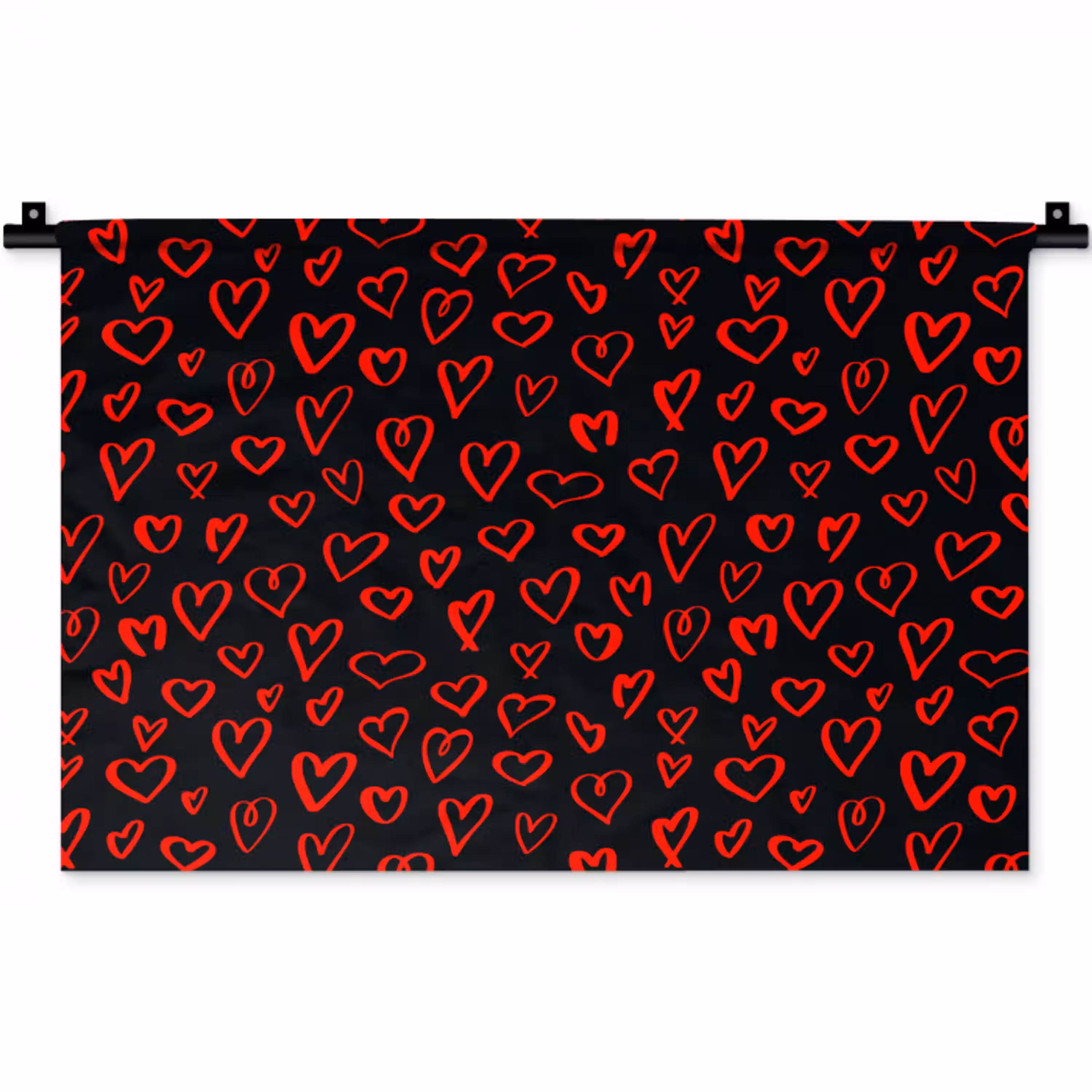 Zwart - Harten - Rood Wandkleed katoen klein 269 -zz3d