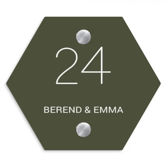 Donkergroen - Klassiek Naambord Hexagon klein -3d