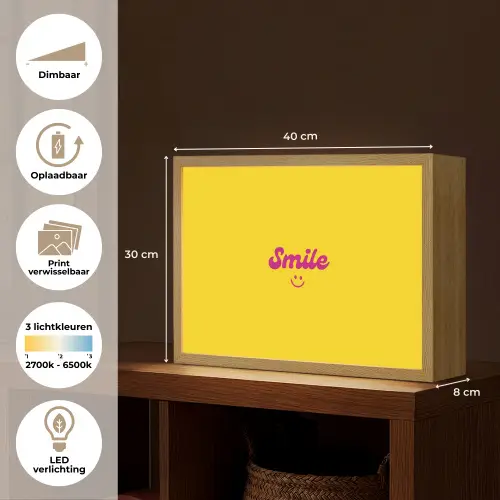 Smile - Geel - Roze Light Box met batterij (Wandlamp) middel -USP_websiteoverzichtNL