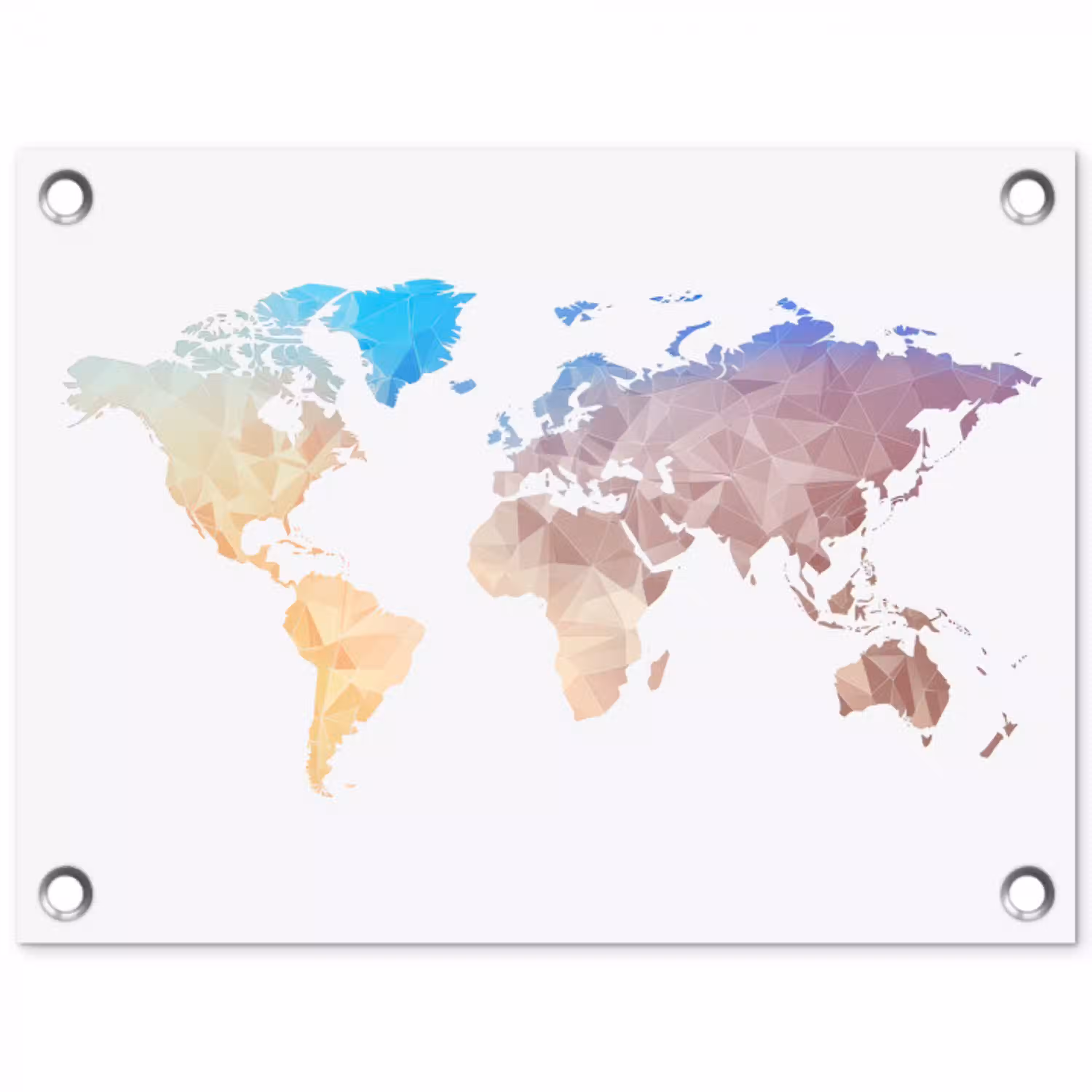 Wereldkaart - Pastel - Geometrie tuinposter los doek klein -3d