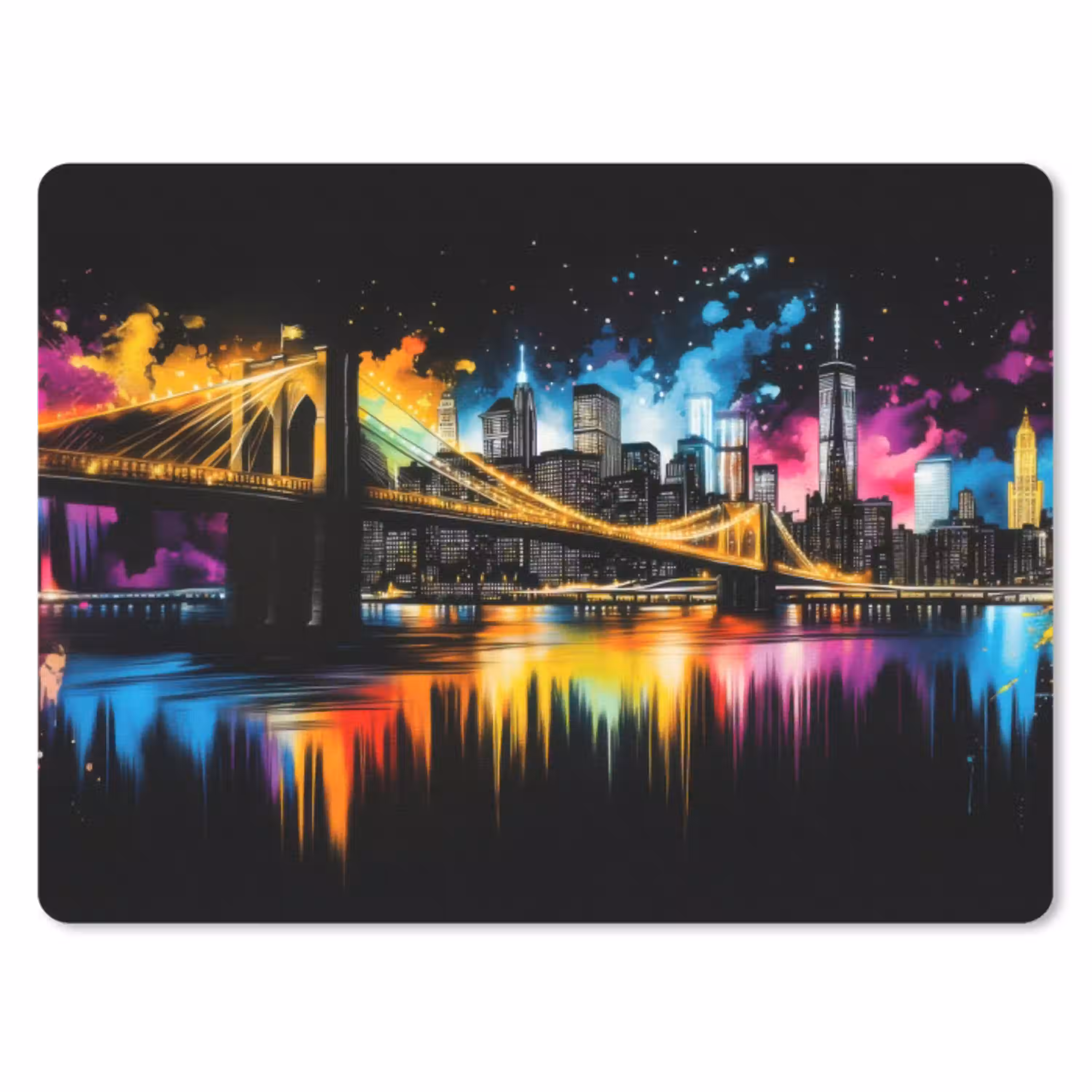 Skyline - Brug - Verlichting - Kleuren muismat rubber klein -3d