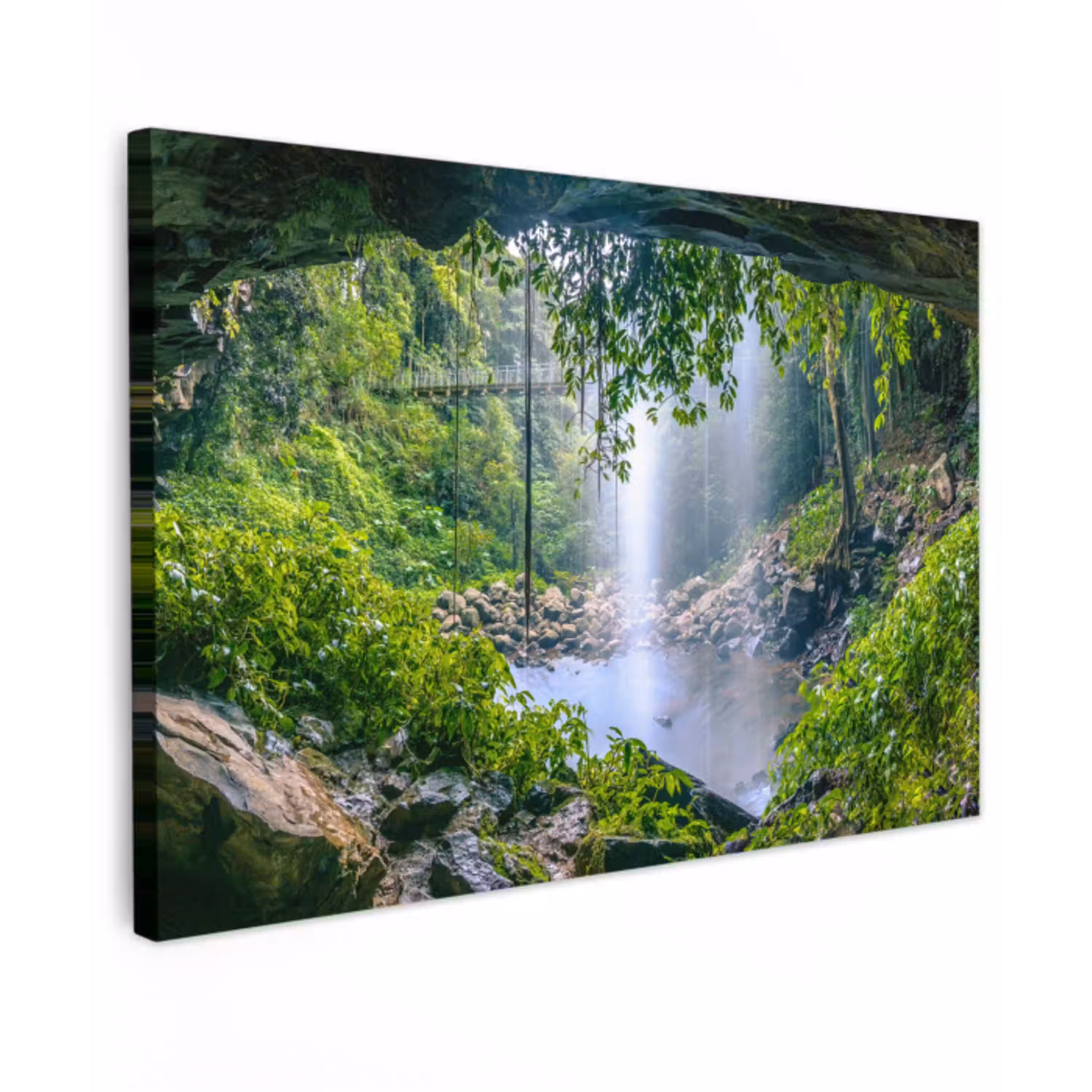 Jungle - Regenwoud - Water - Waterval - Planten canvas 2cm klein -z3d
