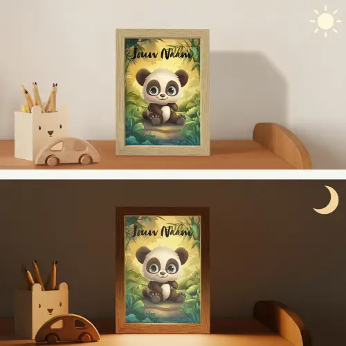 Panda - Bamboebos - Groen Light Box met kabel (Kinderlampje) klein -sfeer3_kind