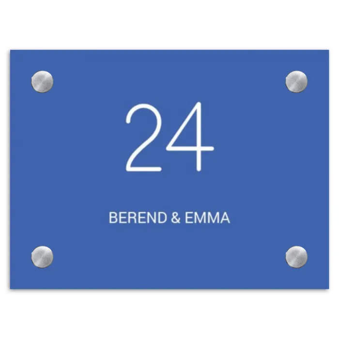 Kobaltblauw - Klassiek Naambord Rechthoek middel -3d