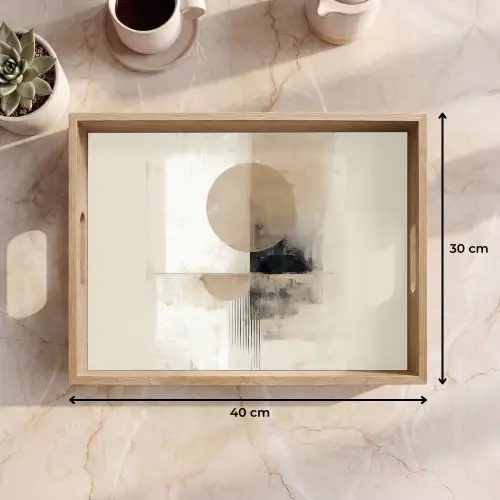 Cirkel - Compositie - Diepte - Beige Dienblad Rechthoek middel -USP_Formaat