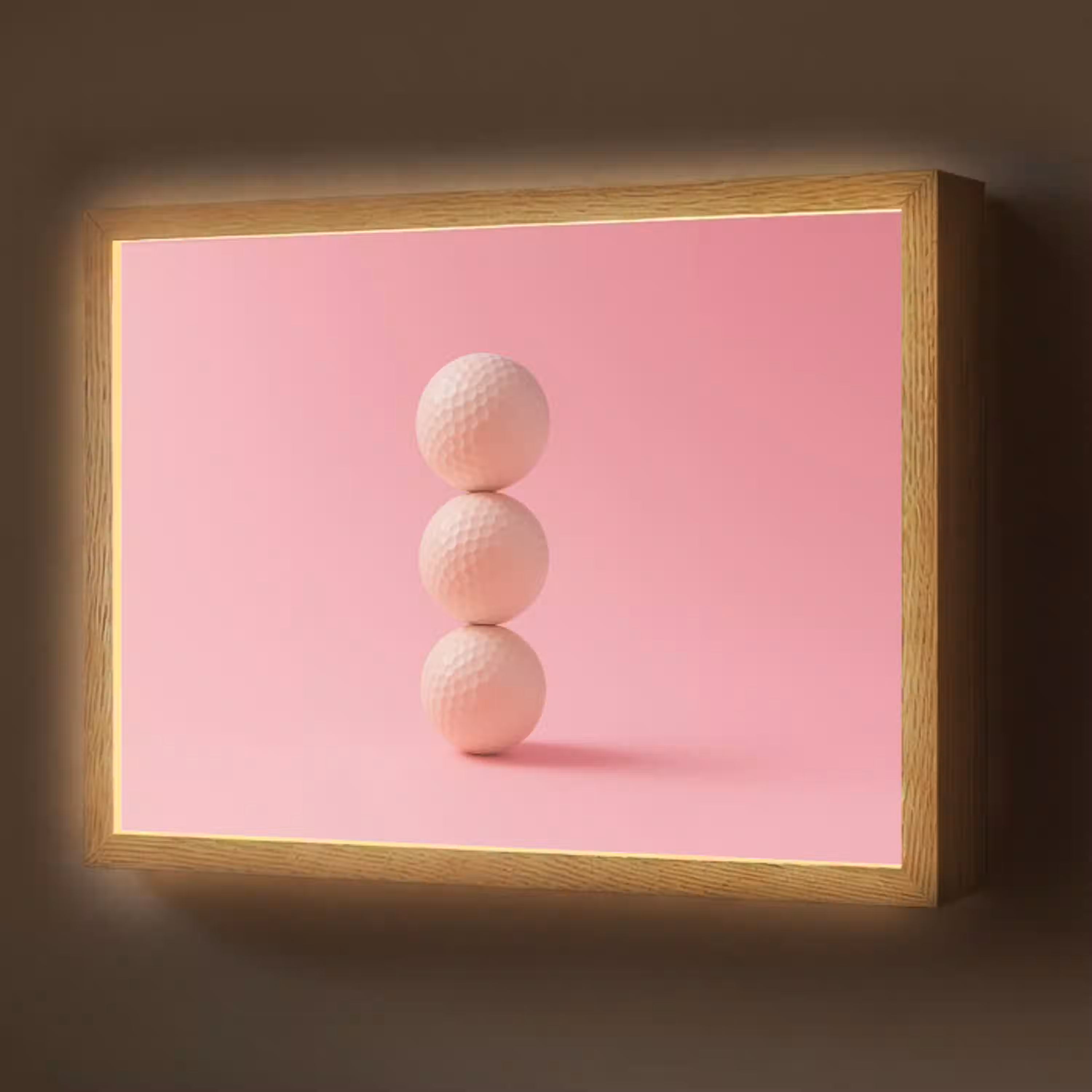 Golfballen - Roze - Drie Light Box met batterij (Wandlamp) middel -z3d_website
