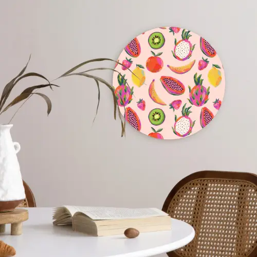 Zachtroze - Kleuren - Fruit Wandcirkel plexiglas klein 852 -sfeer4