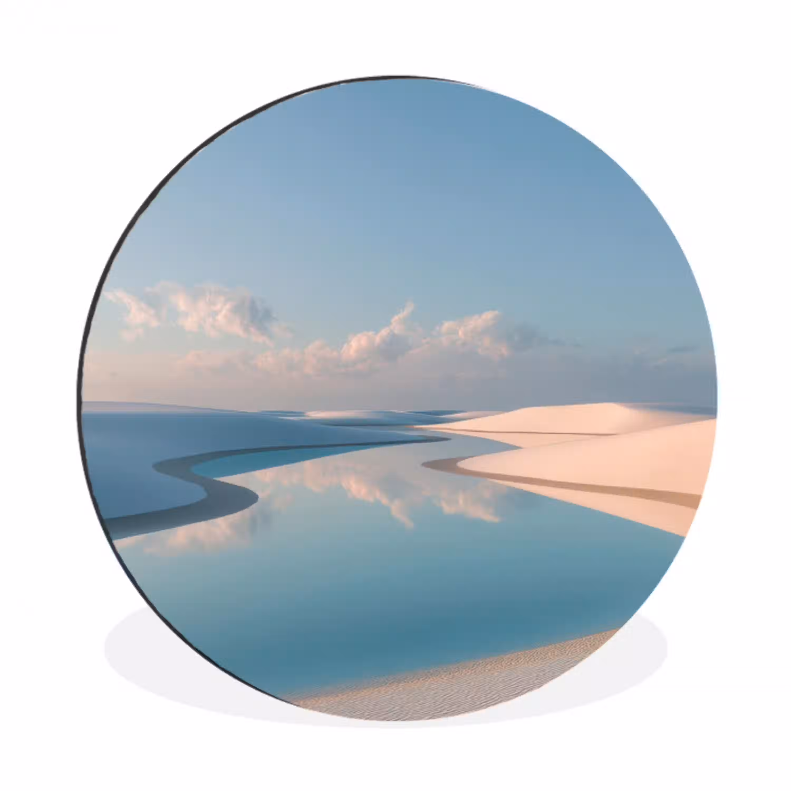 Duinen - Waterplas - Oneindige rust Wandcirkel aluminium klein -3d